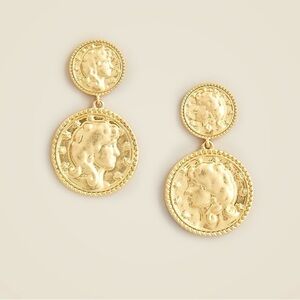 New J.Crew Gold Coin Drop Earrings